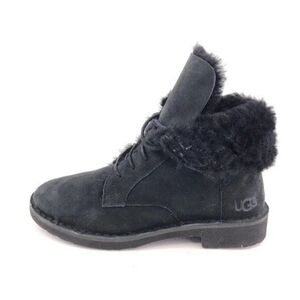 UGG Quincy Cuffable Winter Boots Womens Size 7.5 Black Leather Sheepskin